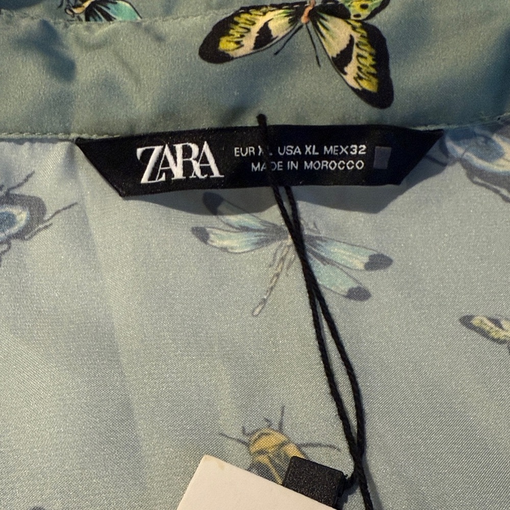 Zara green blouse with Butterfly Print - Picture 3 of 7